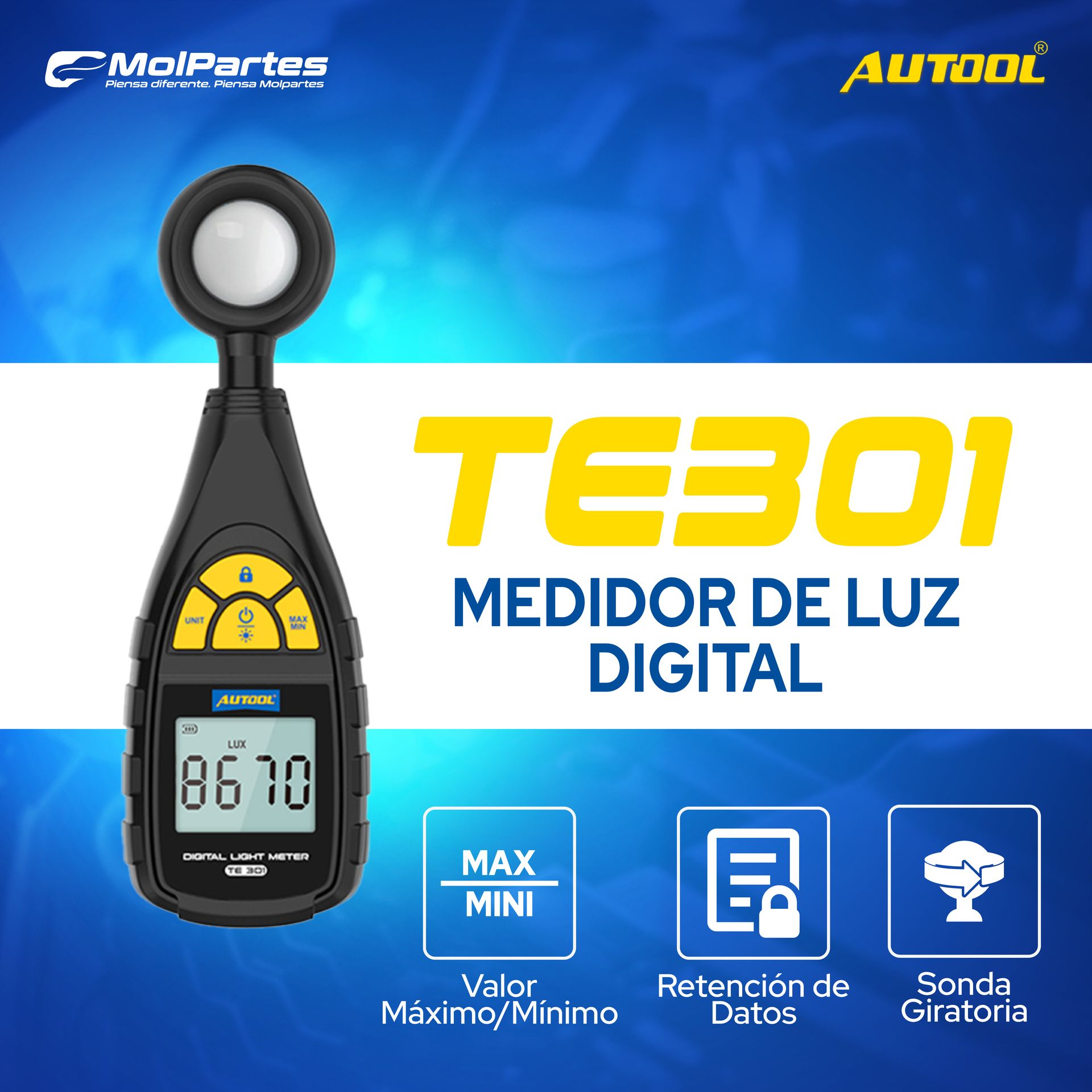 ​TE301 AUTOOL LUXÓMETRO – MEDIDOR DE LUZ DIGITAL COLOMBIA
