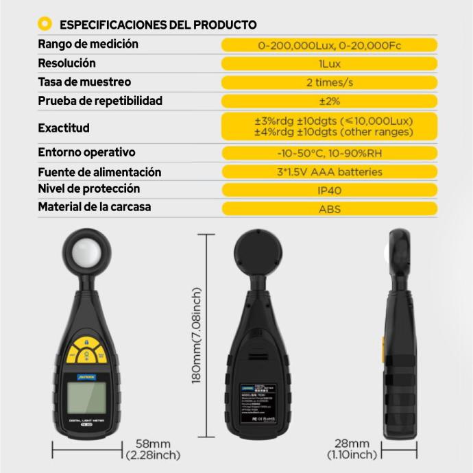 ​TE301 AUTOOL LUXÓMETRO – MEDIDOR DE LUZ DIGITAL COLOMBIA