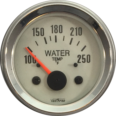 MARCADOR TEMPERATURA AGUA ELECTRICO 12V 40Ø-120Ø TABLERO BLANCO ARO CROMADO