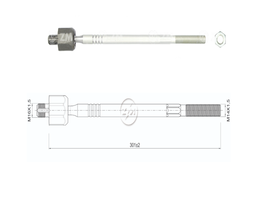 TERMINAL AXIAL AUDI A3 SEAT LEON ALHAMBRA SKODA OCTAVIA VW VOLKSWAGEN GOLF GOL L:301RC:M16-1 50RP:M14-1 50TP:119N.MTC86N.M