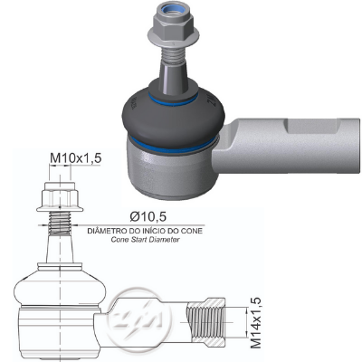 TERMINAL EXTERNA DIRECCION CHEVROLET CORSA MACHORP:M10-1.50 RC:M14-1.50 C:1:6 L:78C0.046IC:Ø10 5RC:M14-1 50RP:M10-1 50 