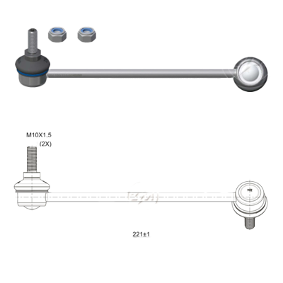 BIELETA BARRA ESTAB. DEL DER FIAT IDEA 06-16 STRADA 13-20 L:221 RP:M10-1 50 MTC:46N.M