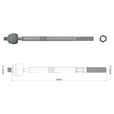 TERMINAL AXIAL FORD FOCUS 2010 VOLVO C30 2006-2012 S40 II(544) 2004-2012 M16-1.50 M14-1.50 132N.M
