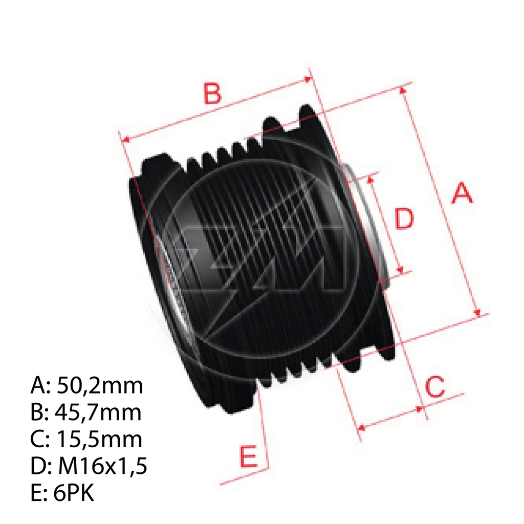 POLEA RUEDA LIBRE NISSAN SENTRA 1.8 08-12 VERSA TIIDA 1.8 11 6X16 535026510 56838