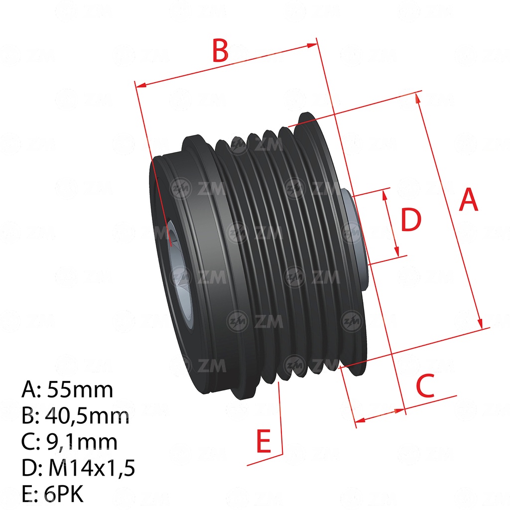 POLEA RUEDA LIBRE HONDA ACURA PILOT 6X14 31141RV0A01