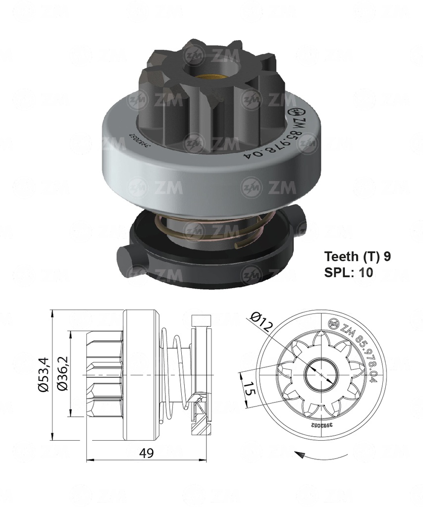 BENDIX NISSAN FRONTIER BOSCH PIÑ 36.3MM L-49MM 9D