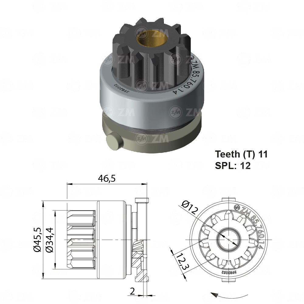 BENDIX MAZDA 3 11D PIÑ 34.4MM L 46.6