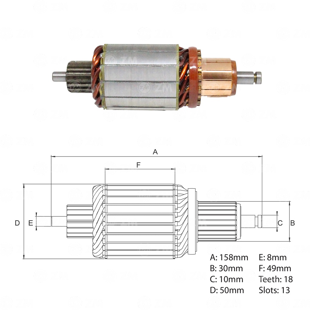 INDUCIDO IVECO DAILY AUDI BMW TIPO BOSCH 12V 18 ESTRIAS 158mm 2.2KW