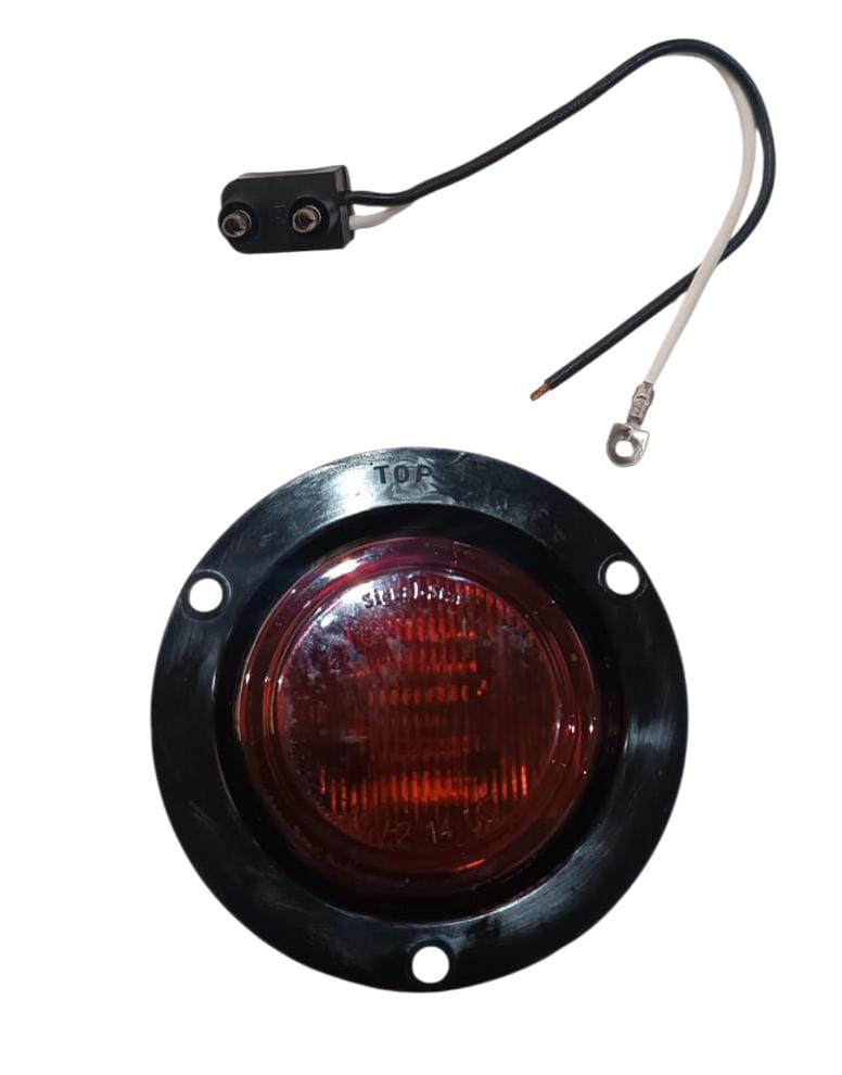 LÁMPARA REDONDA 2.5" ROJA ARO NEGRO INCRUSTADO 12-24V CONECTOR PL3 INCLUIDO