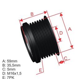 [5696.000.72] POLEA RUEDA LIBRE FORD TRANSIT 2.4 330K 2.0 350EL 430EL 16X7 YC1U10A352BA YC1U10A352AC 920574 VKM03405 F00M991078 F563432