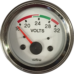 [16227005] VOLTIMETRO 52MM 24V ESCALA 16-32 ESCALA COLOR TABLERO BLANCO ARO CROMADO