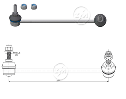 [51ZM-37011063] BIELETA BARRA ESTAB. DEL IZQ RENAULT TWINGO 1993 - 2007 LC:255RP:M10-1 50TC46N.M